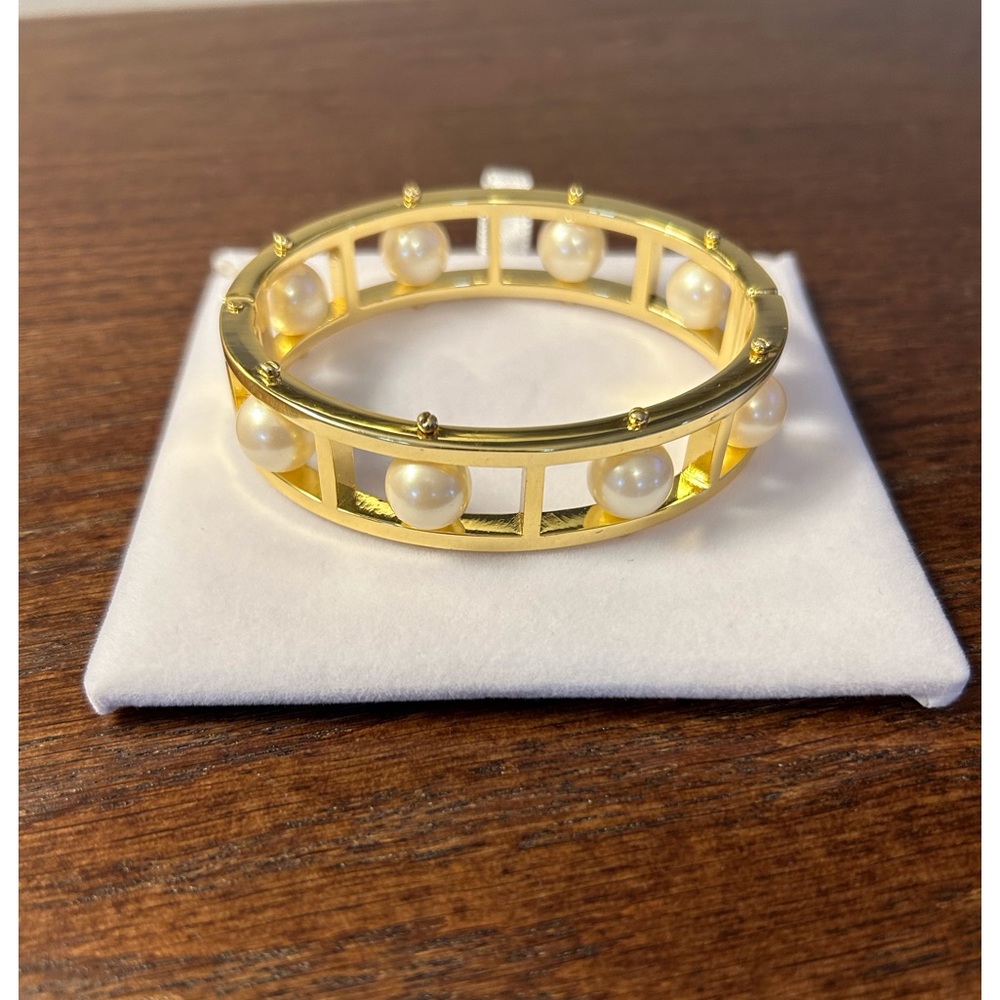 Gold & Pearl Hinged Bracelet